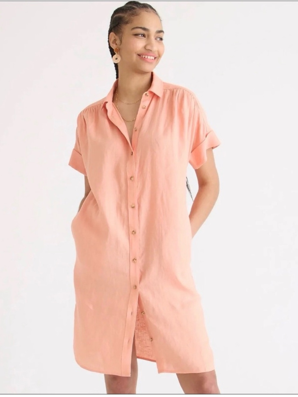 J. Crew 100% linen Button-Front Shirt Dress